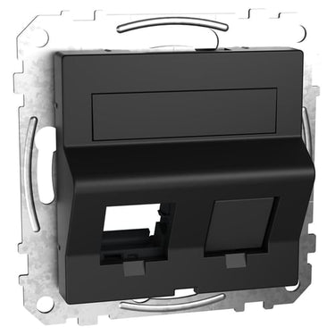 Merten dataudtag vinklet for 2 Actassi konnektorer eller 2 Keystone konnektorer mat sort - 1