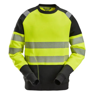 Snickers Hi-Vis sweatshirt kl. 2 str XL gul/sort - 1