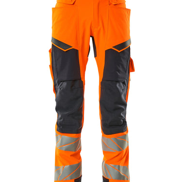 Mascot Bukser med knælommer 19279 Hi-Vis orange/mørk marine str 82C46 - 1
