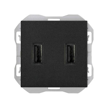 Simon 270 Dobbelt USB smartoplader 3.1A Type A mat sort - 1