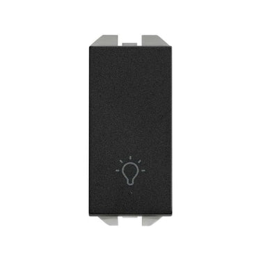 Simon 270 smal trykkontakt med lys symbol  10A - 230V mat sort - 1