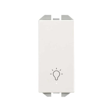 Simon 270 smal trykkontakt med  lys - lys symbol 10A 230V mat hvid - 1