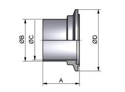 Clampkrave nut lang (NKS) m/O-ring 316L 40bar DN25-29x1,5mm - 1