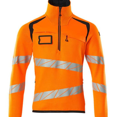 Mascot Striktrøje med kort lynlås 19005 Hi-Vis orange/mørk marine 3XL - 1