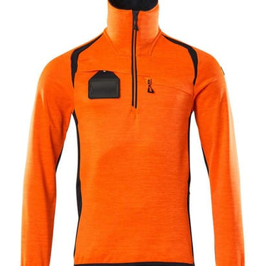 Mascot Fleecetrøje med kort lynlås 19303 Hi-Vis orange/mørk marine str M - 1