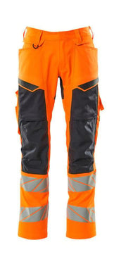 Mascot Bukser med knælommer 19579 Hi-Vis orange/mørk marine str 82C60 - 1