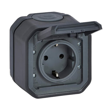 PLEXO55 komplet Schuko stikkontakt auto terminal 16A 2M antracit - 1