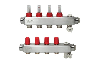 Danfoss gulvvarmemanifold 4+4 SSM med flowmeter - 1