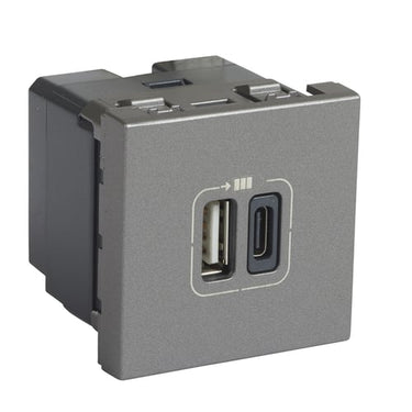 Mosaic USB lader Type A+C 3.0A 15W 2M alu - 1