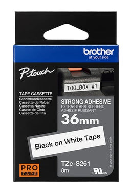 Brother TZeSL261 Tape selvlaminerende sort på hvid 36mm - 1