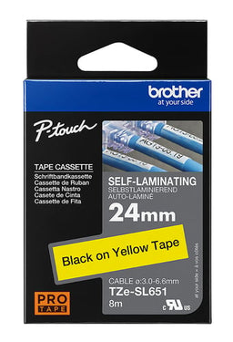 Brother TZeSL651 Tape selvlaminerende sort på gul 24mm - 1