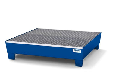 Denios Opsamlingskar Classic-line af lak. stål m. frihøjde og rist til 4 tønder á 200 L1236x1210xH290 mm - 1