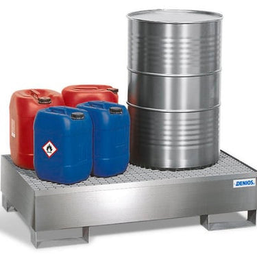 Denios Opsamlingskar Pro-line af rustfrit stål frihøjde rustfrit stål gitterrist 2 tønder 850x1342x325 - 1