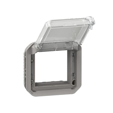 PLEXO 55 IP55 Mosaic adaptor 2 modul grå, transparent klaplåg med lås - 1