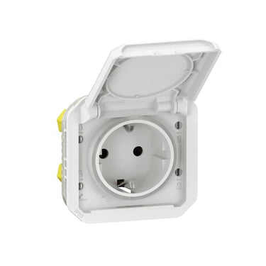 PLEXO55 schuko stikkontakt auto term 16A 2 modul hvid - 1