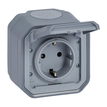 PLEXO55 schuko stikkontakt 16A 2 modul grå - 1