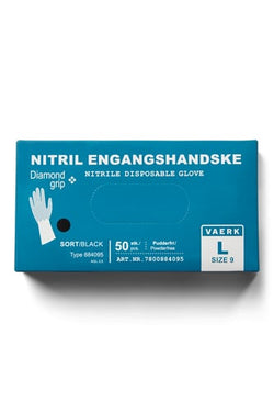 Nitril engangshandske diamond Str 10 Sort pudderfri 50 stk - 1