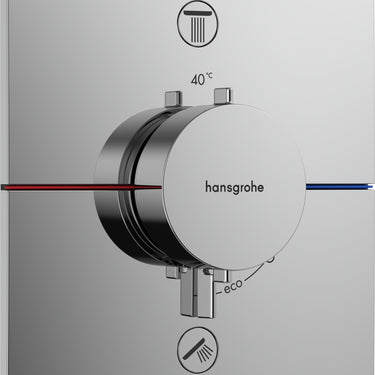 hansgrohe ShowerSelect Comfort E termostatarmatur til indbygning med afspærring til 2 udtag krom - 1