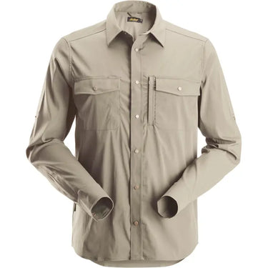 Snickers LiteWork 8521 skjorte lange ærmer khaki str M - 1