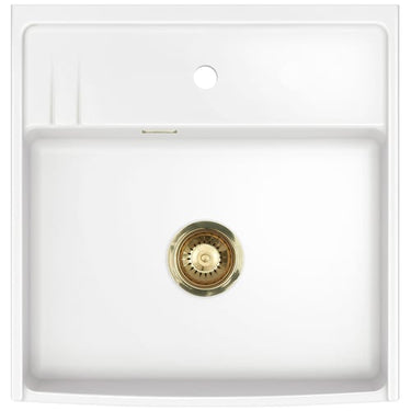 Lavabo Kentro 60 køkkenvask hvid m/PVD messing afløb - 1