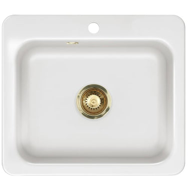 Lavabo Juna 57 køkkenvask hvid m/PVD messing afløb - 1