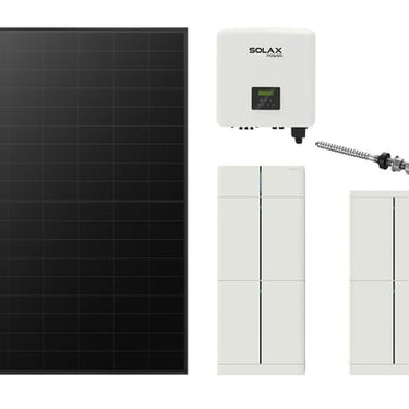 Solax komplet pakke med Fixnordic montagepakke til skrå eternit tag med 22 stk 475-480Wp paneler 10 kW hybrid inverter og 12 kWh batteri - 1