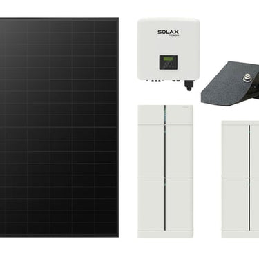 Solax komplet pakke med Fixnordic montagepakke til skrå tagpap tag med 22 stk 475-480Wp paneler 10 kW hybrid inverter og 12 kWh batteri - 1