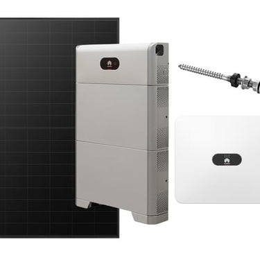 Huawei komplet pakke med Fixnordic montagepakke til skrå eternit tag med 22 stk 475-480Wp paneler 10 kW hybrid inverter og 10 kWh batteri - 1