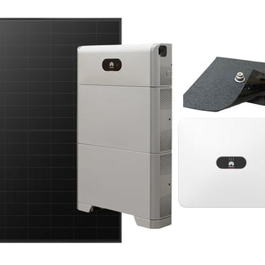 Huawei komplet pakke med Fixnordic montagepakke til skrå tagpap tag med 18 stk 475-480Wp paneler 8 kW hybrid inverter og 10 kWh batteri - 1