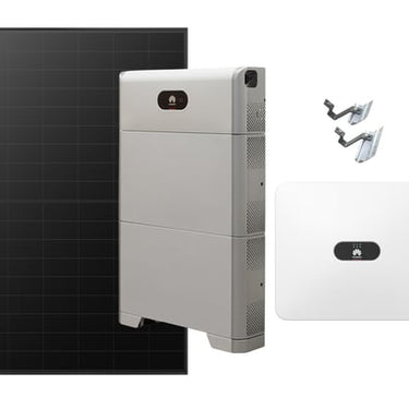 Huawei komplet pakke med Fixnordic montagepakke til skrå tegl og beton tag med 18 stk 475-480Wp paneler 8 kW hybrid inverter og 10 kWh batteri - 1