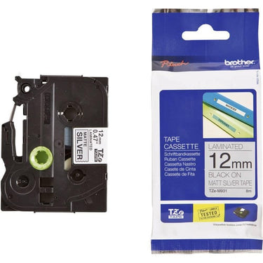 Tape Brother sort/sølv TZe M931 12 mm mat lamineret - 1