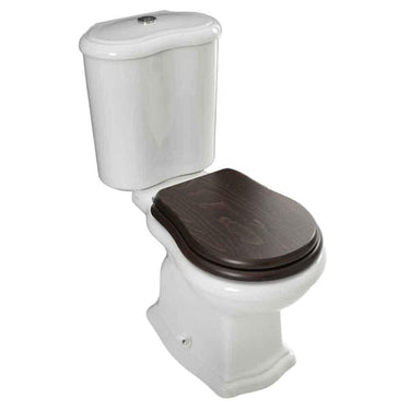 Lavabo Contea Retro gulvstående toilet m/S-lås hvid m/sæde i valnød - 1