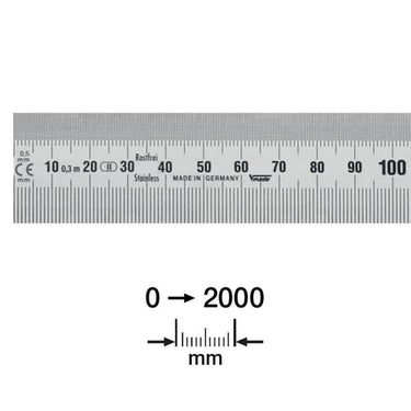 Stållineal 2000 x 30 x 1,0 mm - 1