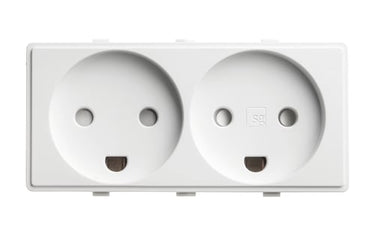 dobbel stikkontakt +s hvid 2-pol + jord 2m - 1
