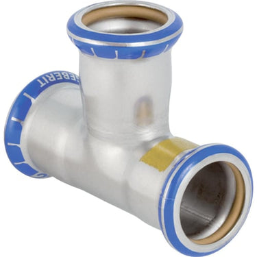 Geberit Mapress T-stykke rf lige (gas) d=22mm - 1