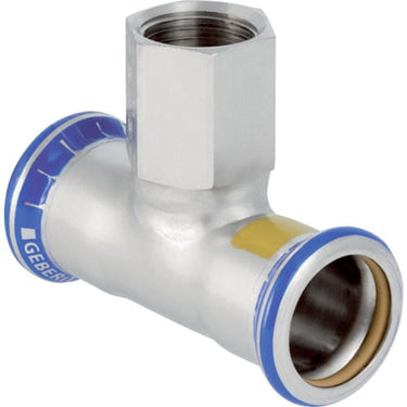 Geberit Mapress T-stykke rf m/ indvendigt gevind (gas) d=22mm Rp=3/4″ d1=22mm - 1