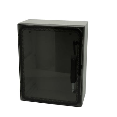 Vægskab ARCA 500x400x210 med transparent dør svinghåndtag og 2 låse hængslet på lang side uden monteringsplade RAL7035 IP66 - 1