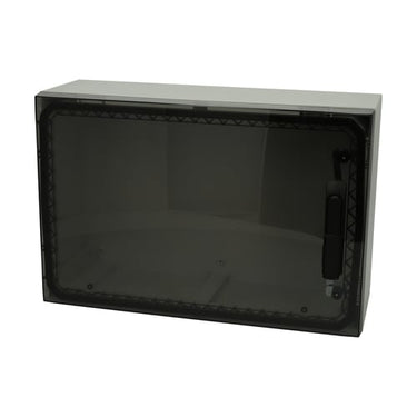 Vægskab ARCA 400x600x210 med transparent dør svinghåndtag og 2 låse hængslet på kort side uden monteringsplade RAL7035 IP66 - 1