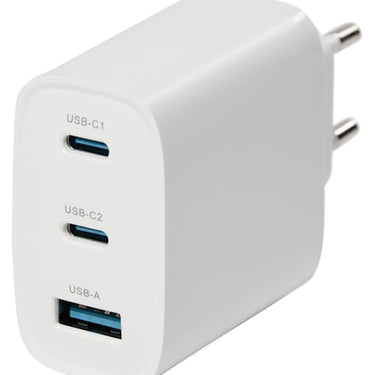 USB lader 3 udtag 65W, Hvid - 1