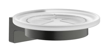 hansgrohe AddStoris S sæbeskål PVD metal/glas ø110mm m/holder børstet sort krom - 1