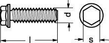 M5X8 DIN 7500-D FZB 6-kant hoved gevindformende skrue - 1