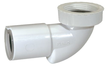 Purus PUM bundventil-vinkel 40mm x 11/4-1.1/2" med lugtspærre hvid - 1