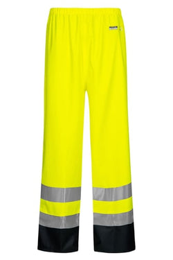 Brandhæmmende Hi-Vis regnbukser i PU kvalitet str 3XL - 1