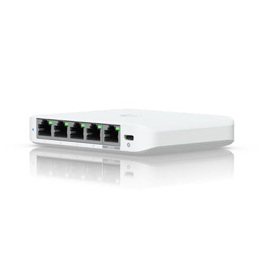 Ubiquiti Kompakt 5‑ports 2,5G switch, der kan forsynes med PoE eller USB‑C‑adapter.UniFi Switch Lite 8 PoE - 1