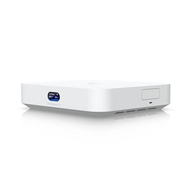Ubiquiti Kompakt 2,5G Cloud Gateway med understøttelse af 30+ UniFi‑enheder / 300+ klienter, 1,5 Gbps IPS‑routing og valgfri NVR‑lagring. 512 GB - 1