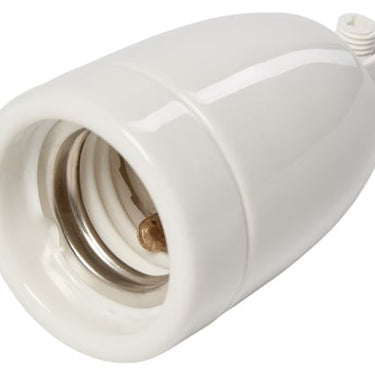 Porcelænsfatning E27 hvid med aflastning - 1