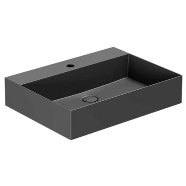 Lavabo Elegance håndvask glaseret porcelæn 610x400x125mm t/bordpl/væg mat sort - 1
