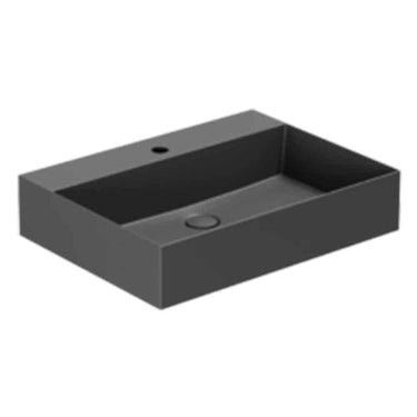 Lavabo Elegance håndvask glaseret porcelæn 600x450x125mm t/bordpl/væg mat sort - 1