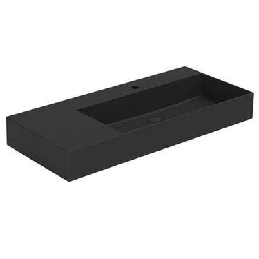 Lavabo Elegance håndvask glaseret porcelæn 1020x400x125mm t/bordpl/væg mat sort - 1