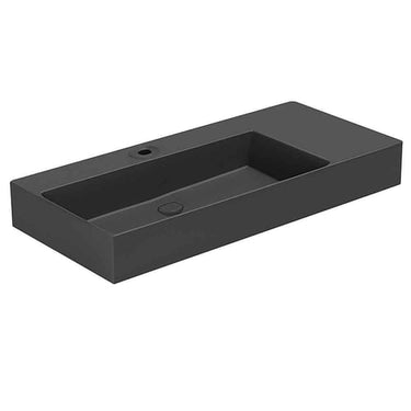Lavabo Elegance håndvask glaseret porcelæn 1020x400x125mm t/bordpl/væg mat sort - 1